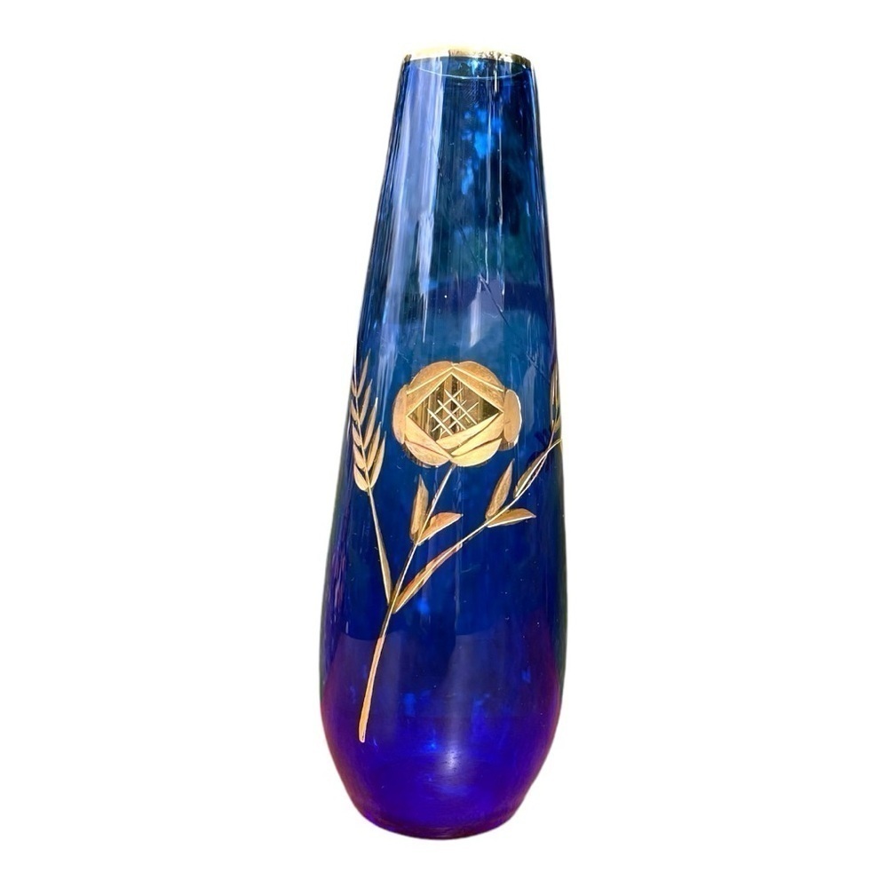 Lefton vase, cobalt blue with gold design, vintage/antique, excellent condition